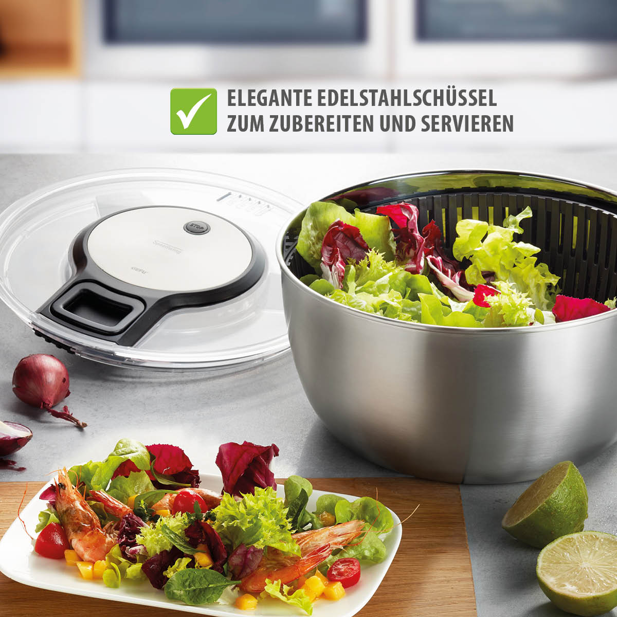 Set: Salatschleuder SPEEDWING® + Frischhaltedeckel