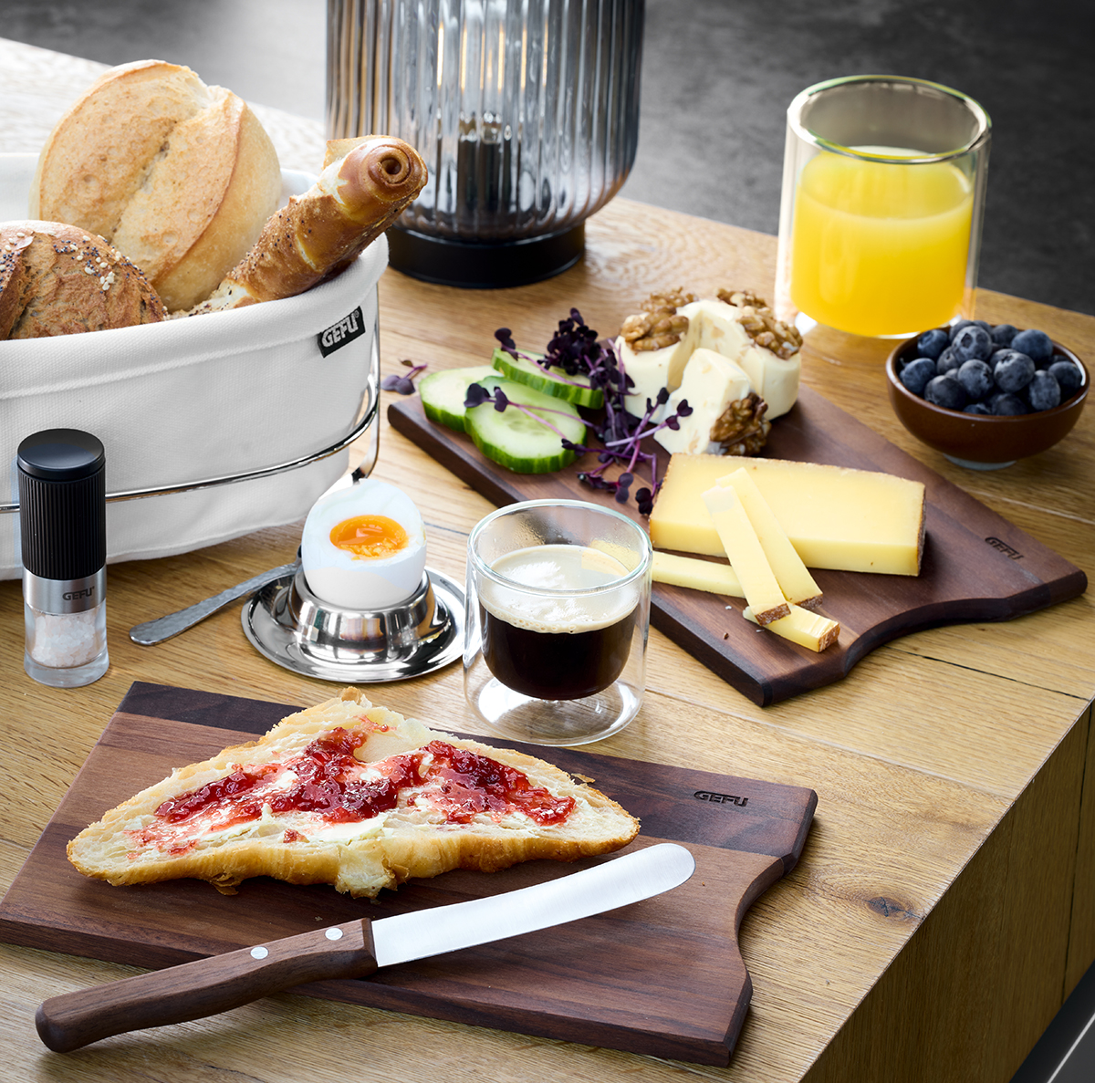 Breakfast board ENNO, 2 pieces, walnut wood