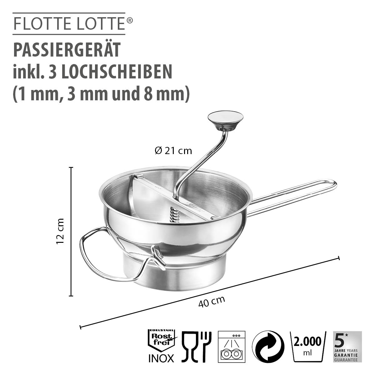 Passiergerät FLOTTE LOTTE®, inkl. 3 Lochscheiben (1 mm, 3 mm und 8 mm)