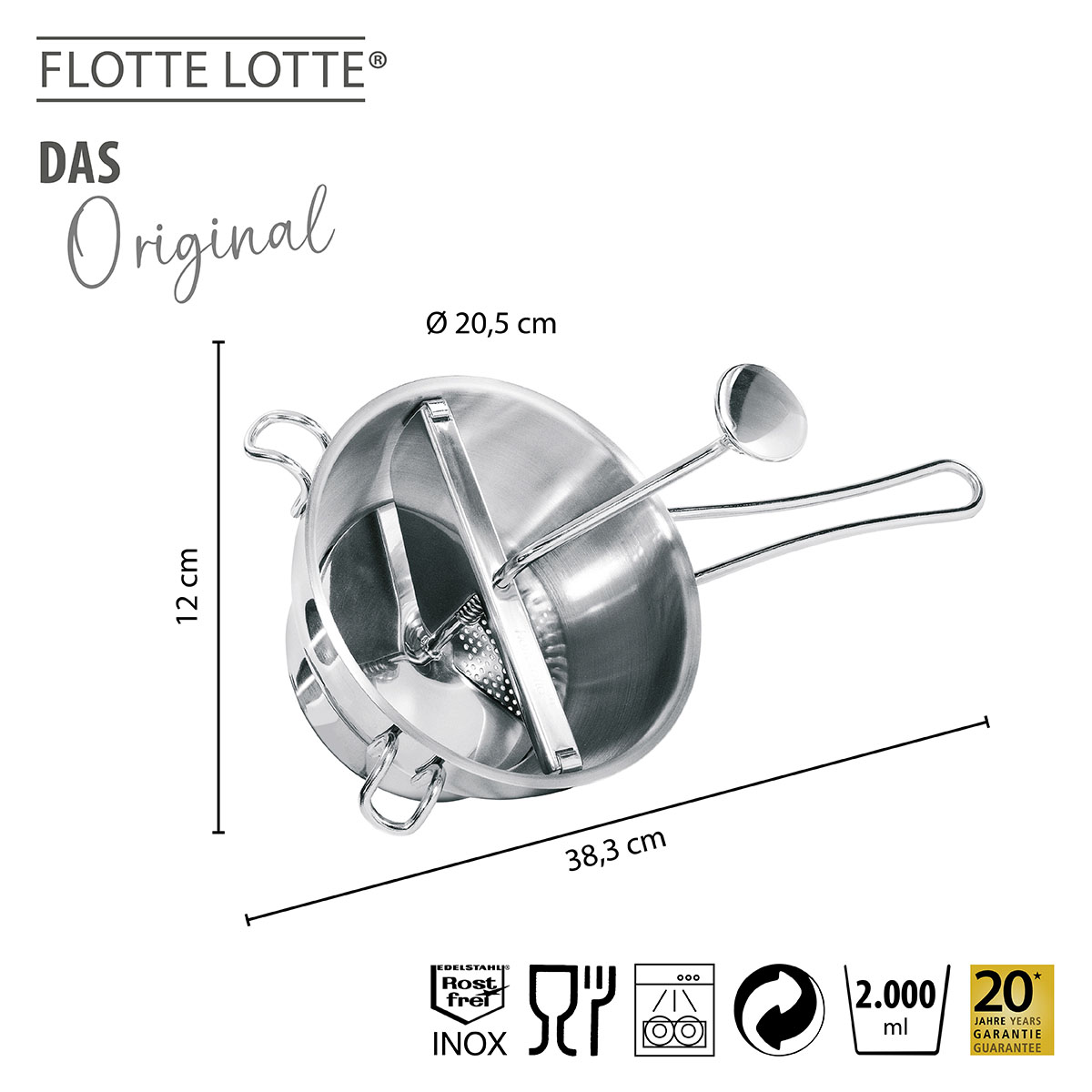 Set: Passiergerät FLOTTE LOTTE® multifunktional mit 2 Lochscheiben + 1 und 8 mm Lochscheibe