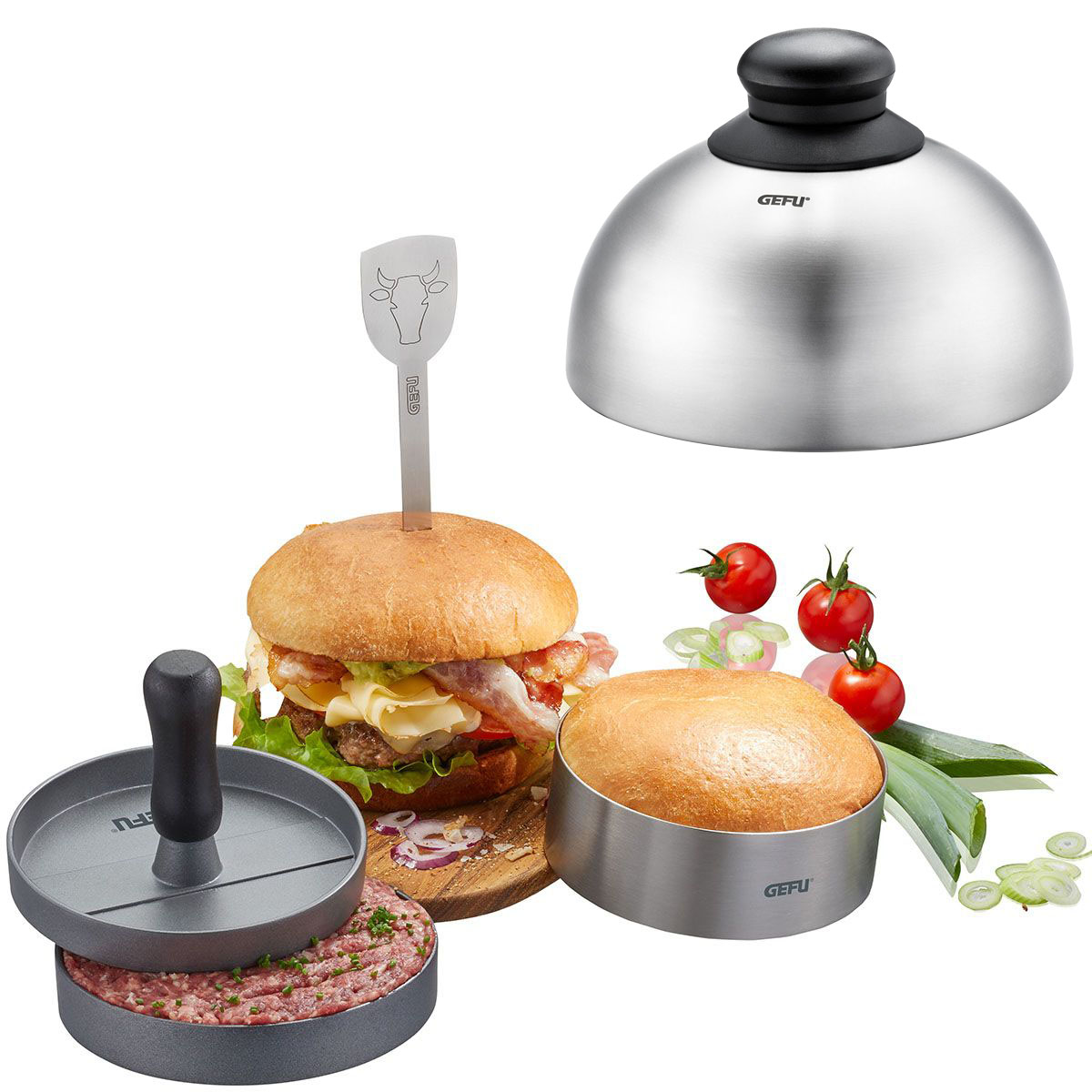 Set: Burger-Set BBQ, 3-teilig + Burger- und Schmelzglocke BBQ