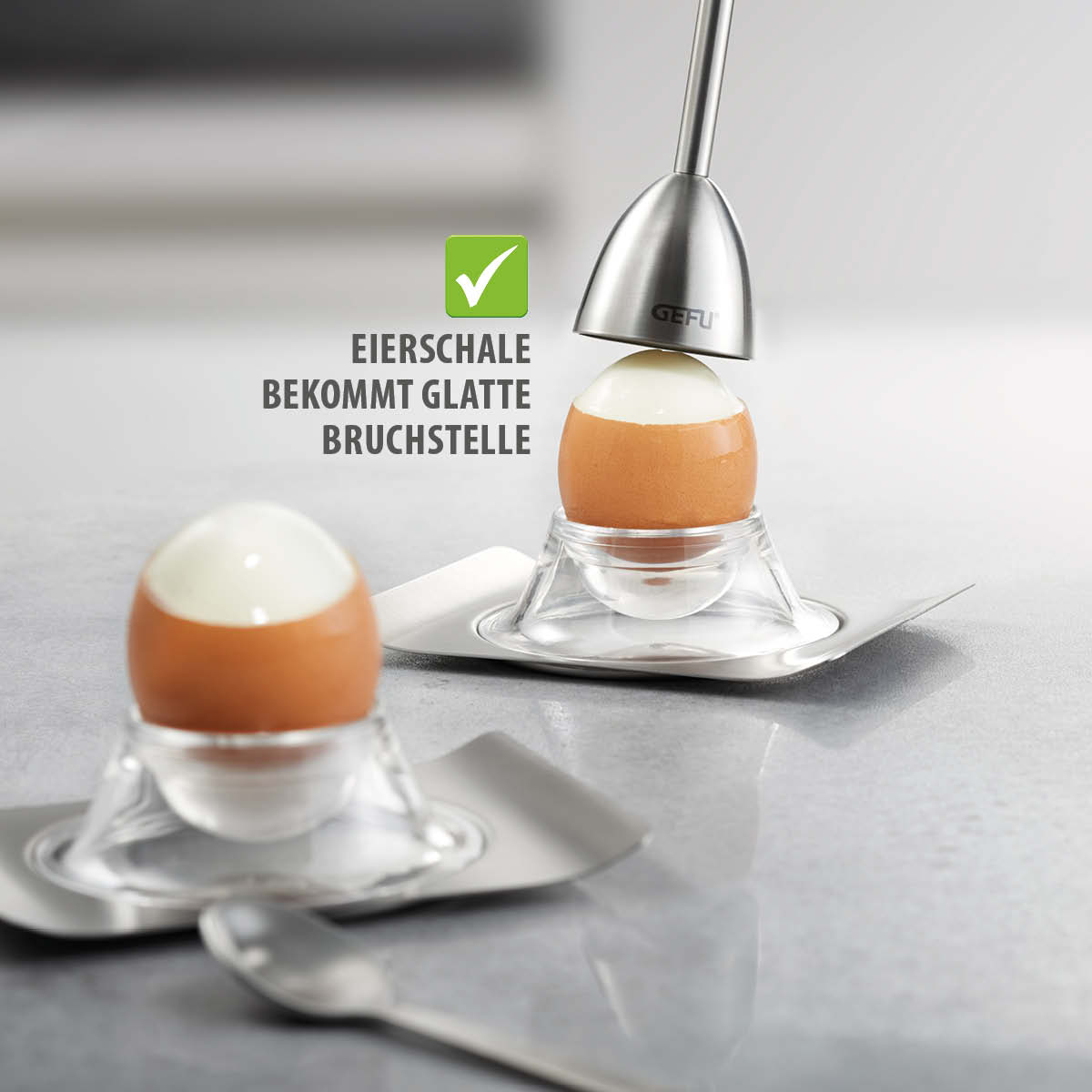 Egg cracker with salt shaker