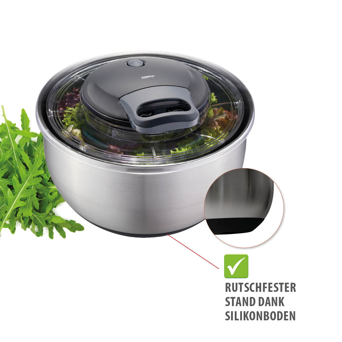 Salad spinner PULLIT, stainless steel, Ø 24 cm